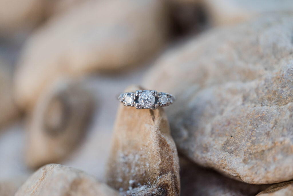 Up close of engagement ring