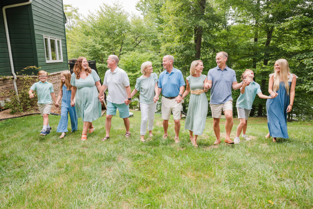 Lakeside Family Photos at Smith Mountain Lake walking together